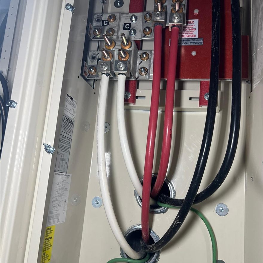 Generator interconnection tied cleanly into a service panel with no backfeed