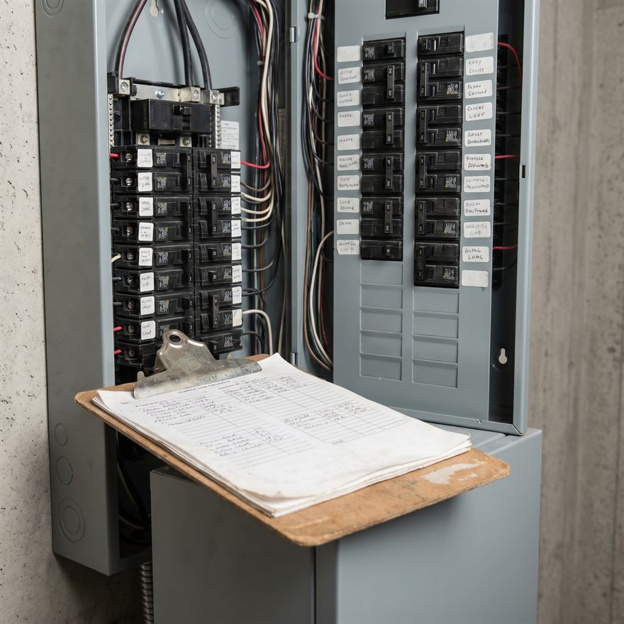 Smart home lighting control panel in a hallway